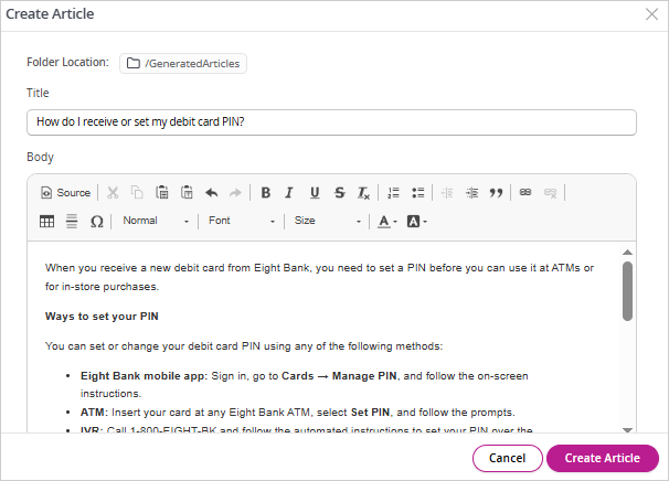 Create a blank article
